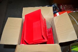 10 - XL3 red plastic storage bins New & unused