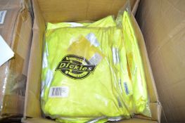 12 - pairs of Dickies HiViz yellow shorts Size L New & unused