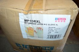 100 pairs of orange latex work gloves Size XL New & unused