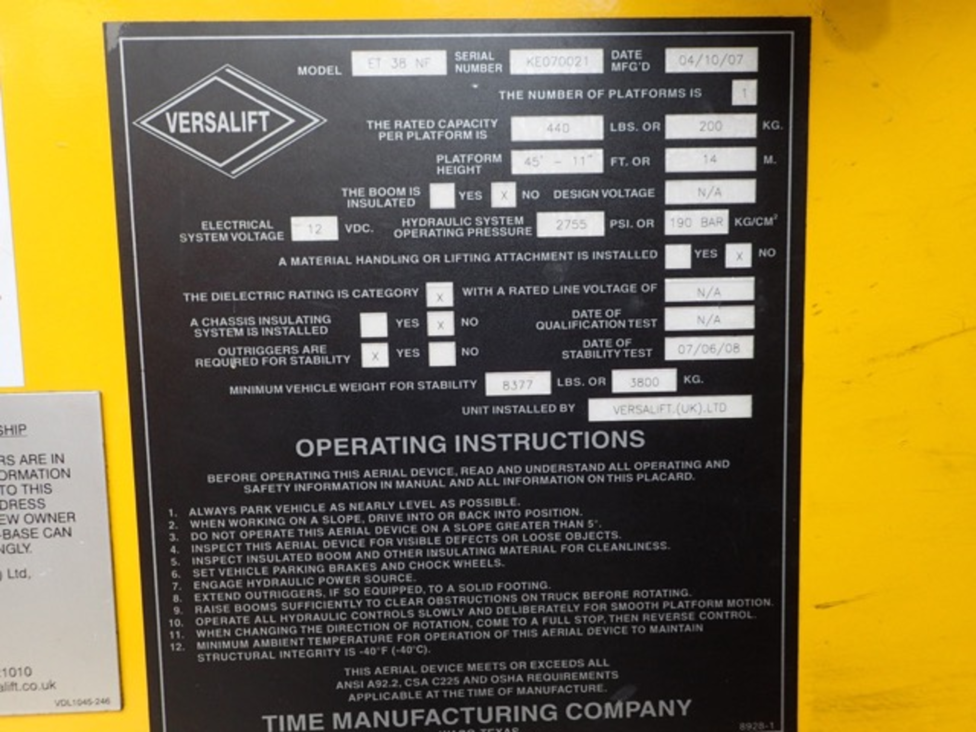 Iveco 50 C15 LWB panel van MEWP Registration Number: AE08 KNU Date of Registration: MOT expires: - Image 9 of 12