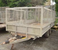 Indespension 14 ft x 6 ft 7in tandem axle plant trailer with mesh sides A555561 S/n 102256