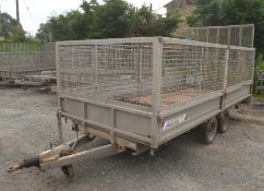Indespension 14 ft x 6 ft 7in tandem axle plant trailer with mesh sides A555689 S/n 102351