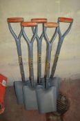 5 - Chunky all steel taper mouth shovels New & unused