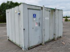 12 ft x 9 ft steel jack leg 2+1 toilet unit c/w keys A352797