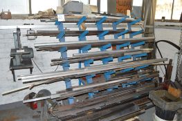 Bar rack & contents of steel, aluminium & nylon bar