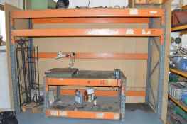 2 - boltless steel racks & contents of spares & consumables & boltless bench **Surface plate not