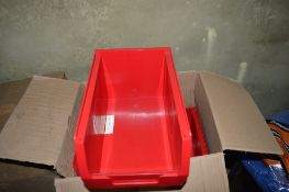 10 - XL3 red plastic storage bins New & unused