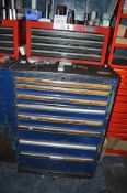 Steel cabinet & steel tool chest c/w contents of tooling as lotted