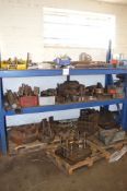 Steel rack & contents of angle plates, chucks, tooling etc as lotted