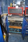 Steel cabinet & steel tool chest c/w contents of tooling as lotted