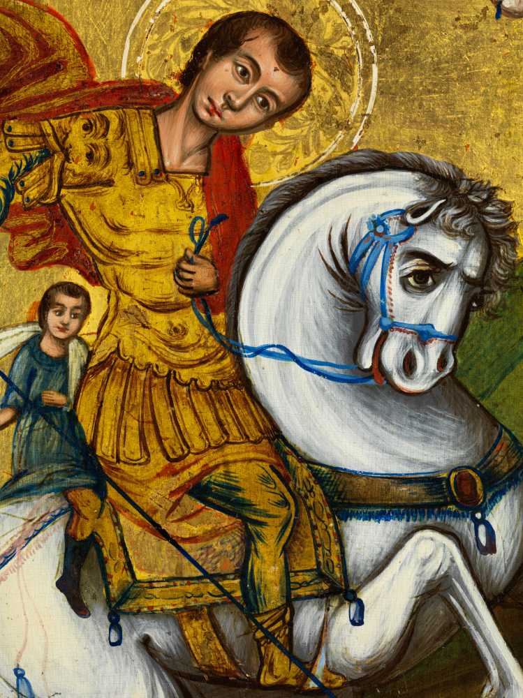 Ikone Temperamalerei auf Kreidegrund, auf Holz, zum Teil vergoldet. 40 x 30 cm. Griechenland, um - Image 2 of 2