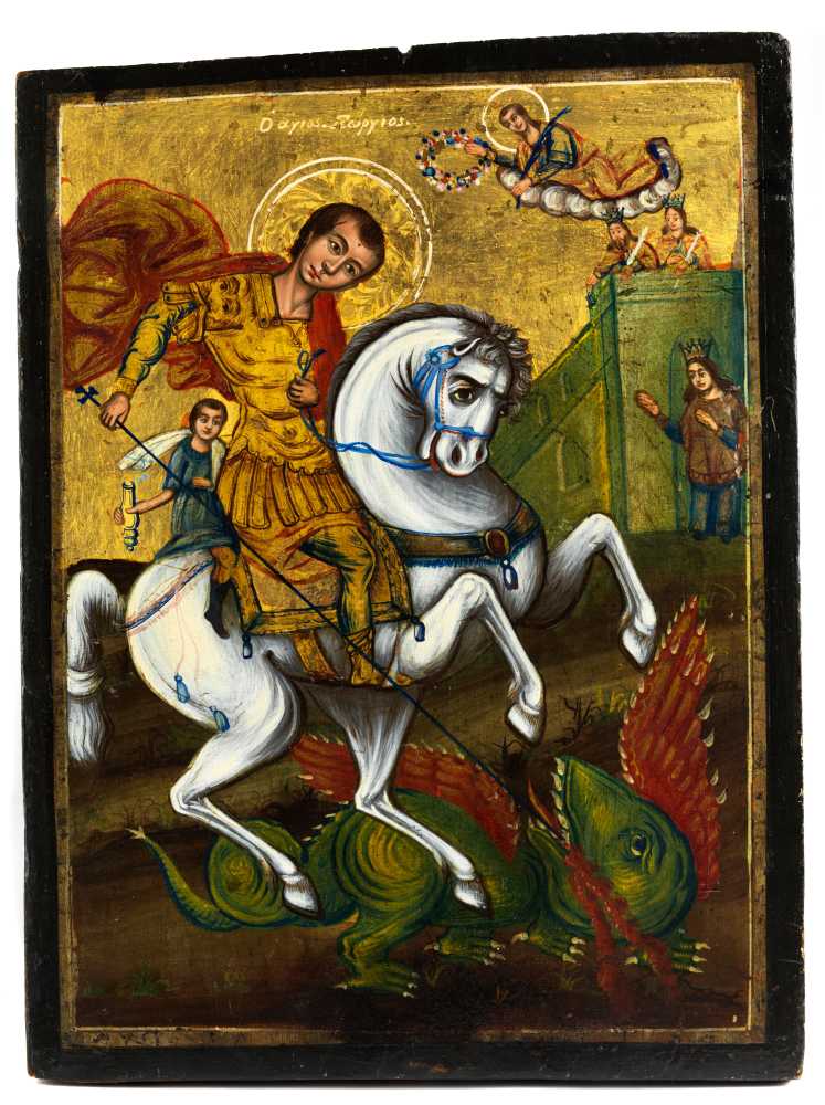 Ikone Temperamalerei auf Kreidegrund, auf Holz, zum Teil vergoldet. 40 x 30 cm. Griechenland, um