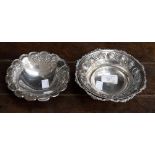 Two Continental silver bowls, embossed flowers,