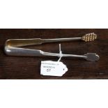 A pair of Imperial Russian silver sugar or ice tongs, satin finish, gilded to the interior,