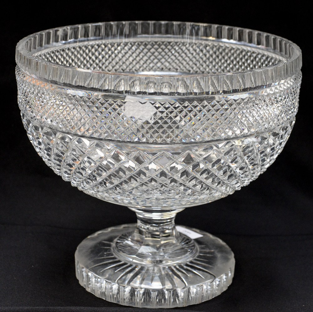 A William IV or early Victorian cut glass punch bowl,