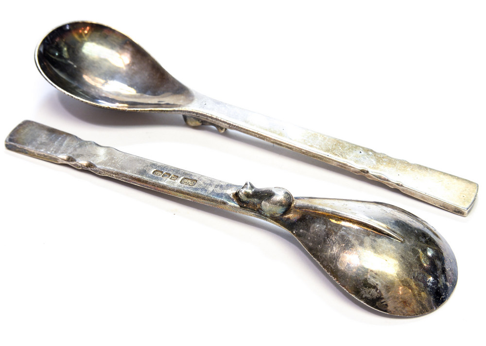 George Hart for the Guild of Handicraft, a pair of silver spoons,