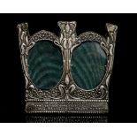 Theatrical interest, an Edwardian Art Nouveau style silver double photograph frame,