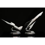 Two Gala Sonic chrome plated desk lighters, circa 1956, one in the form of a fighter jet,