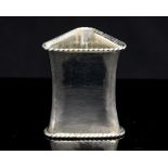 Omar Ramsden, an Arts and Crafts silver hand hammered napkin ring, of waisted triangular form,