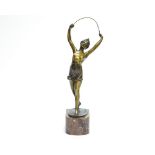 After Otto Hoffmann, an Art Deco bronze figure of a semi clad woman with skipping rope,