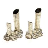 A pair of Victorian silver novelty naturalistic vases,