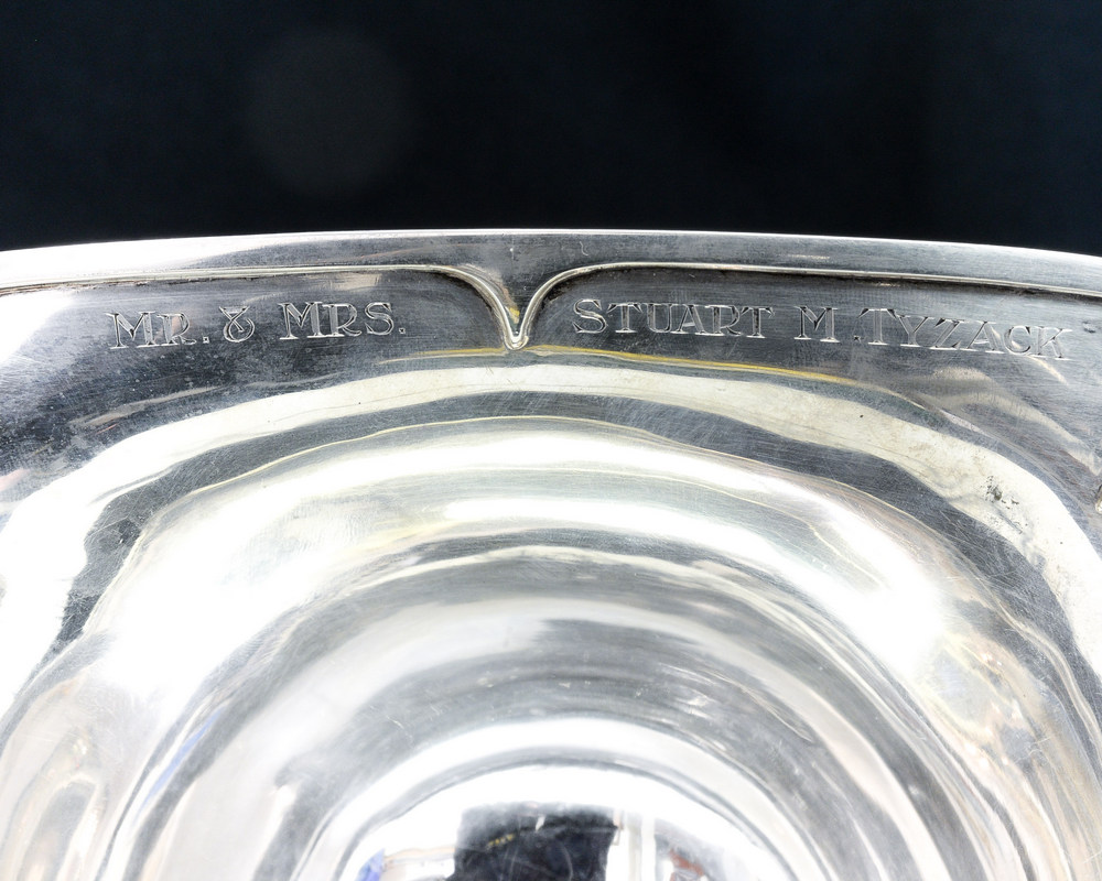 An Art Deco silver bowl, flared conical form with everted rim, supported on square section, - Image 2 of 3