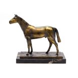 A bronze study of a horse, on marble plinth,