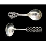 David Andersen, a Norwegian silver caddy spoon, the handle with open knot design,
