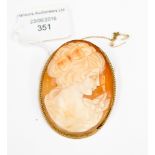 A large 9 ct gold mounted cameo,