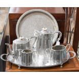 An Edwardian silver plated four piece tea and coffee set,