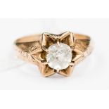 A 19th Century 9 carat gold ring with cut crystal, approx.