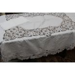 A white linen Italian lace tatting cut work,