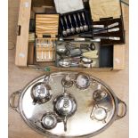 A collection of plate ware to include cased sets etc