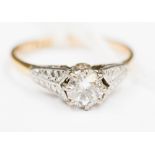 A diamond solitaire 18 ct gold ring, the round brilliant cut diamond approx. 0.
