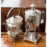 A silver plated hot water urn,