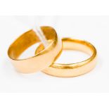 A 22 ct yellow gold wedding band, ring size M1/2,