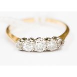 A diamond 5 stone 18 ct gold ring total diamond weight approx. 0.
