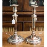 A Pair of George III Matthew Boulton Old Sheffield Plate candlesticks, circa 1790,