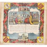 A 1907 Liverpool commemorative 'Charter of King John' printed silk panel,