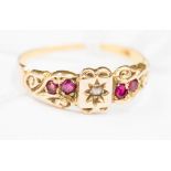 A 15 ct gold ruby and diamond ring,