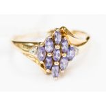 A tanzanite and 9 ct gold ring,