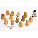 A quantity of yellow metal and enamel decorated thimbles (15)