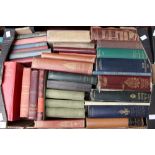 Three boxes of various text books, history, Genealogy, poetry, classics and novels,