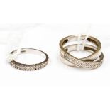 A white gold eternity ring, set with diamond chips, with a 15 ct gold twist form, diamond chip set,