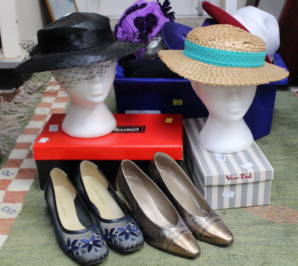 Two pairs of ladies' shoes (boxed) one pair gold leather,