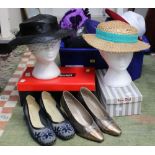 Two pairs of ladies' shoes (boxed) one pair gold leather,