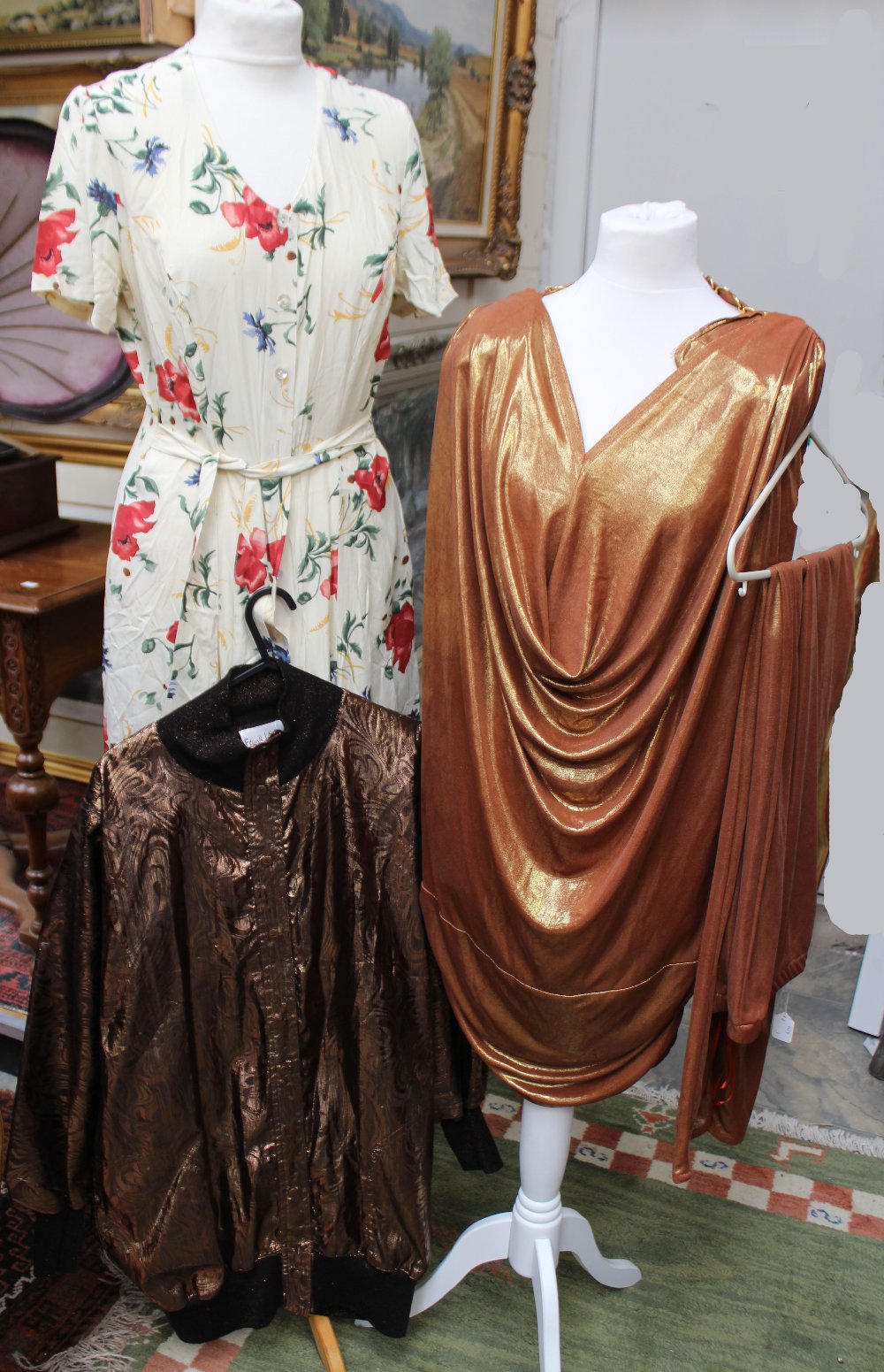 A Frank Usher lurex type Greek style evening trousers and top, and a Marks & Spencer circa 1970s,