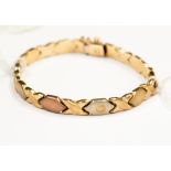 A 9 ct 3 colour gold Italian link bracelet, 11.6 grms approx.