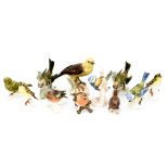 A collection of twelve Goebel bird figures, mostly bearing labels to undersides,