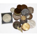 Small bag of various coins including silver